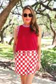 Let’s Go Checkered Skort- Red - Jess Lea Boutique