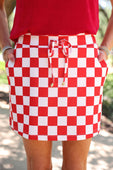 Let’s Go Checkered Skort- Red - Jess Lea Boutique