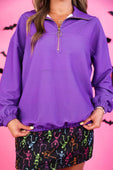 PREORDER- Levi Quarter Zip Pullover- Purple - Jess Lea Boutique