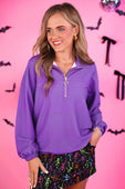 PREORDER- Levi Quarter Zip Pullover- Purple - Jess Lea Boutique