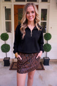 Levi Ribbed Quarter Zip Pullover- Black - Jess Lea Boutique