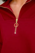 Levi Ribbed Quarter Zip Pullover- Red - Jess Lea Boutique