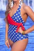 Liberty Wave Halter Swimsuit, Red/Blue - Jess Lea Boutique