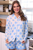 Light Blue Dotty Darling Ruffle Pajama Set - Jess Lea Boutique