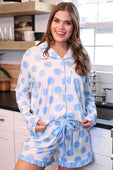 Light Blue Dotty Darling Ruffle Pajama Set - Jess Lea Boutique
