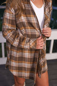 PREORDER Lola Flannel Tunic Top- Brown - Jess Lea Boutique