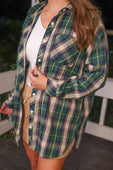 PREORDER Lola Flannel Tunic Top- Green - Jess Lea Boutique