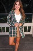 PREORDER Lola Flannel Tunic Top- Green - Jess Lea Boutique
