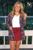PREORDER Lola Flannel Tunic Top- Navy - Jess Lea Boutique