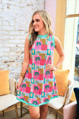 Lucy Tank Dress- Tropical Patchwork - Jess Lea Boutique