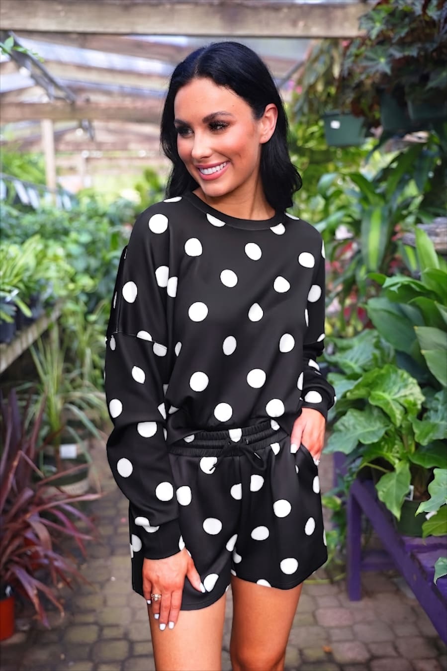Luna Luxe Pullover Set- After Dark Polka Dot - Jess Lea Boutique
