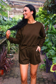 Luna Luxe Pullover Set- Chocolate - Jess Lea Boutique