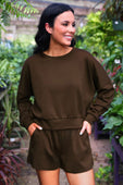 Luna Luxe Pullover Set- Chocolate - Jess Lea Boutique
