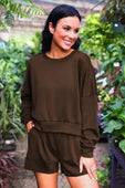 Luna Luxe Pullover Set- Chocolate - Jess Lea Boutique