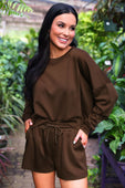 Luna Luxe Pullover Set- Chocolate - Jess Lea Boutique