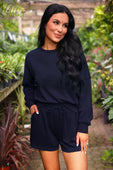 Luna Luxe Pullover Set- Navy - Jess Lea Boutique