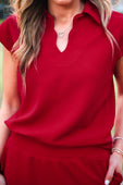 Make It Count Cap Sleeve Set- Burgundy - Jess Lea Boutique