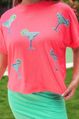 Margaritaville Sequin Patch Top - Jess Lea Boutique