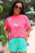 Margaritaville Sequin Patch Top - Jess Lea Boutique