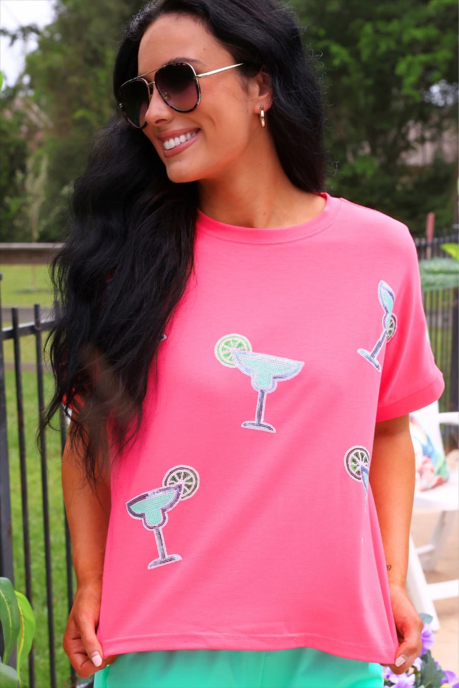 Margaritaville Sequin Patch Top - Jess Lea Boutique