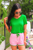 Melon Poppy Stripes Everyday Shorts - Jess Lea Boutique