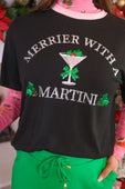 PREORDER- Merrier with a Martini Sequin Embroidered Tee - Jess Lea Boutique