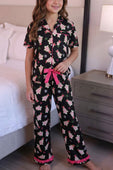 Merry Bow Christmas Treat Girls Ruffle Pajama Set - Jess Lea Boutique