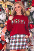 Merry Plaid Patch Luxe Pullover - Jess Lea Boutique