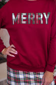 Merry Plaid Patch Luxe Pullover - Jess Lea Boutique