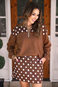 Mia Printed Pullover- Chocolate Polka Dot - Jess Lea Boutique
