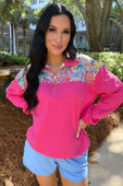 Mia Printed Pullover- Falling for Florals - Jess Lea Boutique