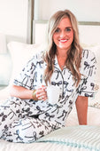 Midnight Bow Pant Ruffle Pajama Set - Jess Lea Boutique