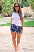 Navy Polka Dot Everyday Shorts - Jess Lea Boutique
