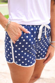 Navy Polka Dot Everyday Shorts - Jess Lea Boutique