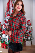 Nina Button Up Tunic- Christmas Plaid - Jess Lea Boutique