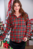 Nina Button Up Tunic- Christmas Plaid - Jess Lea Boutique