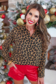 Nina Leopard Button Up Top - Jess Lea Boutique
