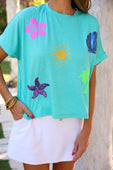 On Vacay Sequin Patch Top - Jess Lea Boutique