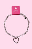 Open Heart Chain Necklace- Silver - Jess Lea Boutique