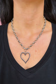 Open Heart Chain Necklace- Silver - Jess Lea Boutique