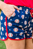 PREORDER-Out Of Your League Baseball Drawstring Everyday Shorts - Jess Lea Boutique