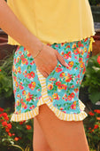 Painted Florals Ruffle Shorts - Jess Lea Boutique