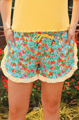 Painted Florals Ruffle Shorts - Jess Lea Boutique