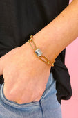 Paperclip Chain Bracelet- Gold/Crystal - Jess Lea Boutique