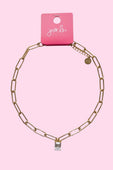 Paperclip Chain Necklace- Gold/Crystal - Jess Lea Boutique