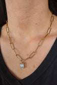 Paperclip Chain Necklace- Gold/Crystal - Jess Lea Boutique
