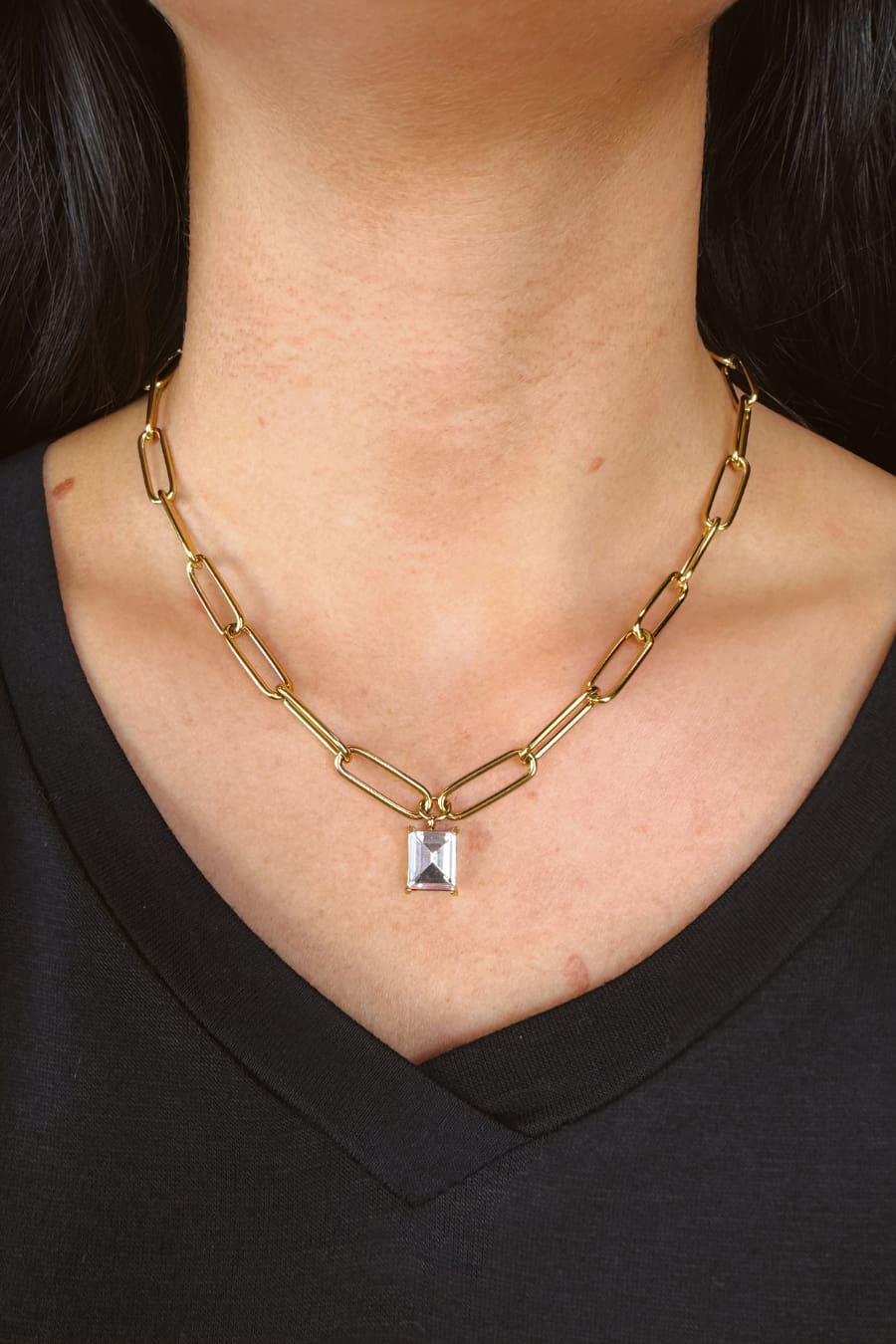 Paperclip Chain Necklace- Gold/Pink - Jess Lea Boutique