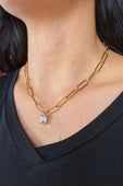 Paperclip Chain Necklace- Gold/Pink - Jess Lea Boutique