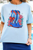 Patriotic Boots Waffle Tee - Jess Lea Boutique