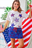 Patriotic Stars Patch Tee - Jess Lea Boutique